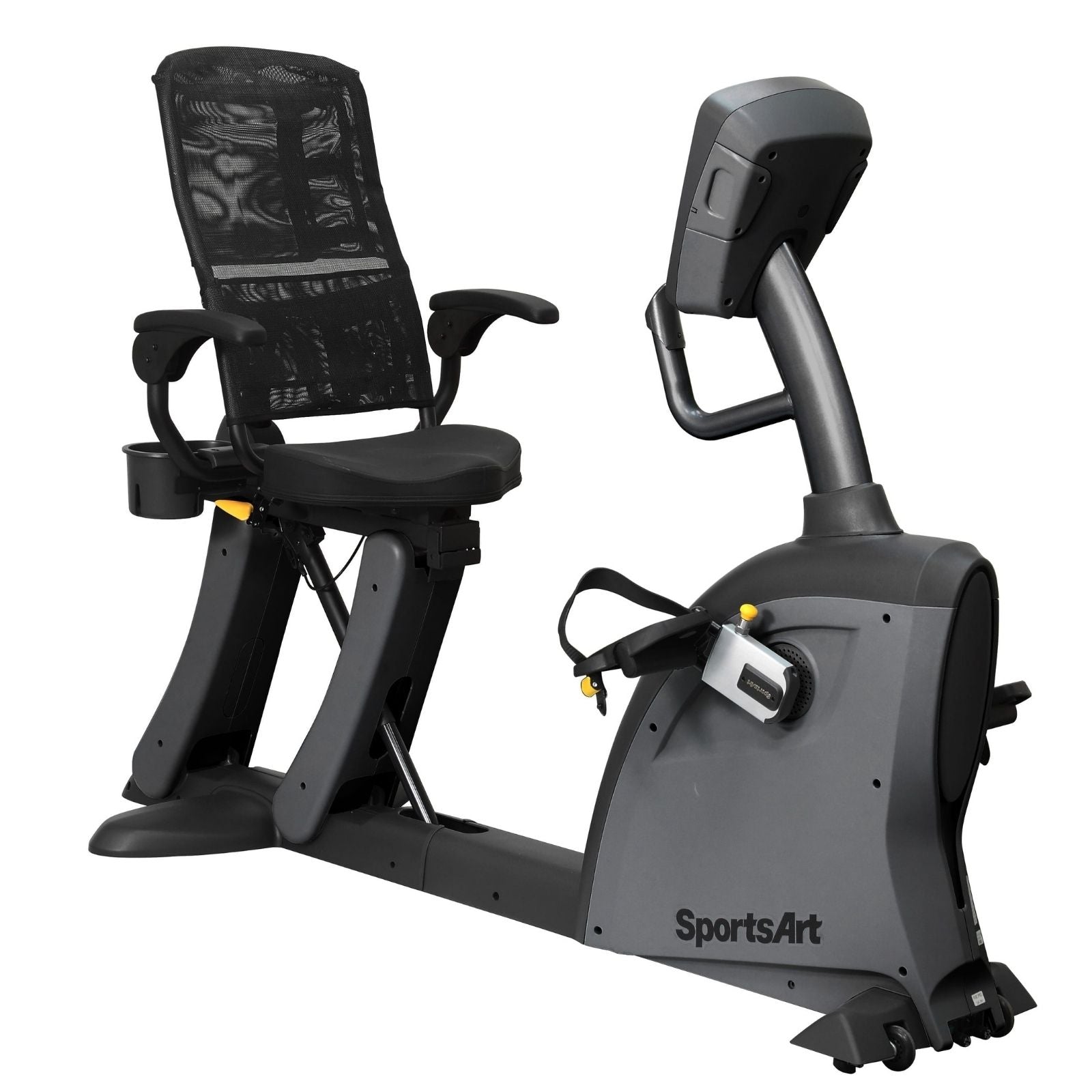 SportsArt C521M rehabilitation recumbent bike with adjustable crank system, swivel-access seating, and clinical console.