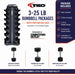 TKO 3-25 lb Rubber Dumbbell Packages with 8 Pair Vertical Rack