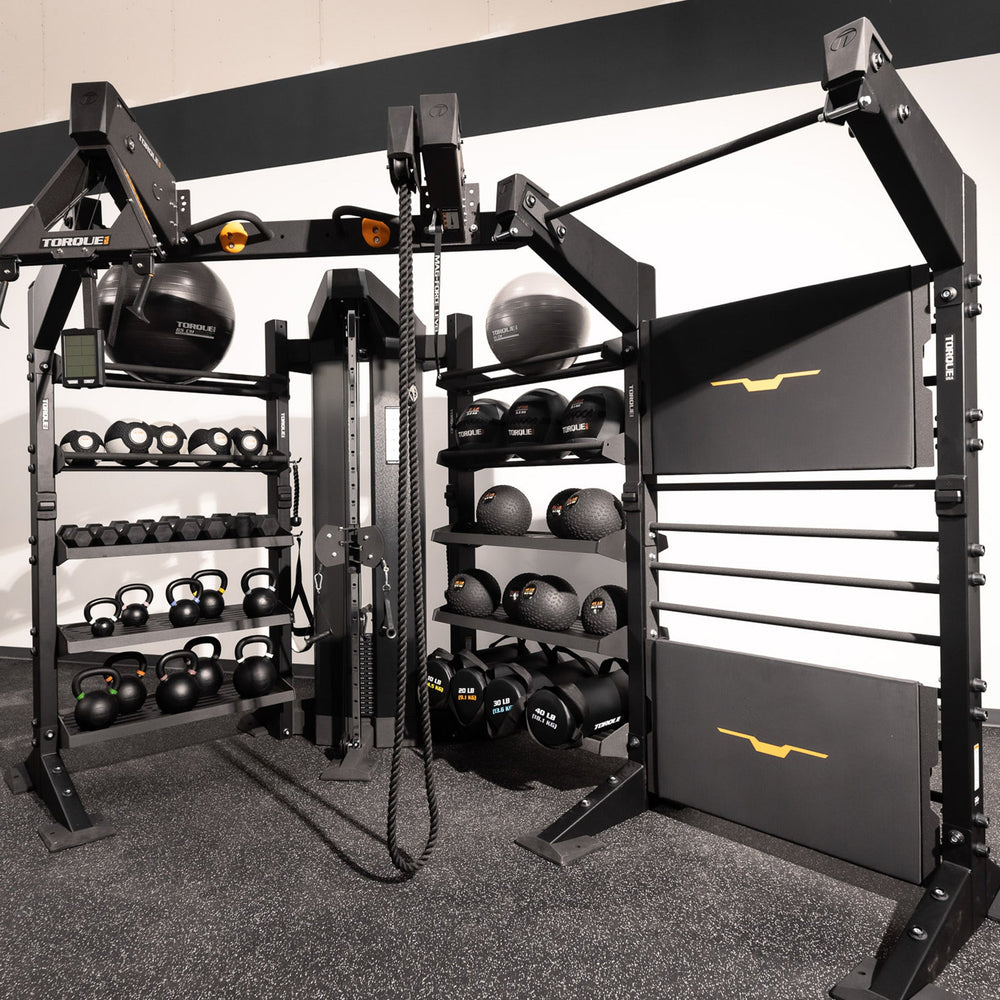 Torque X-CREATE Corner Storage Cable Package installed in a training space