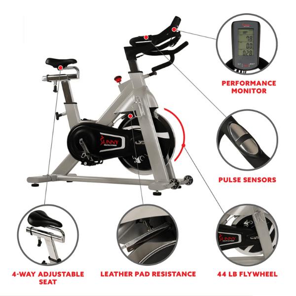 Sunny Health & Fitness Magnetic Belt Drive Indoor Cycling Bike with 44 -  Indoor Cyclery