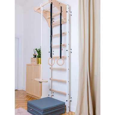 BenchK Foldable Gymnastic Mat - Grey with wall bar 