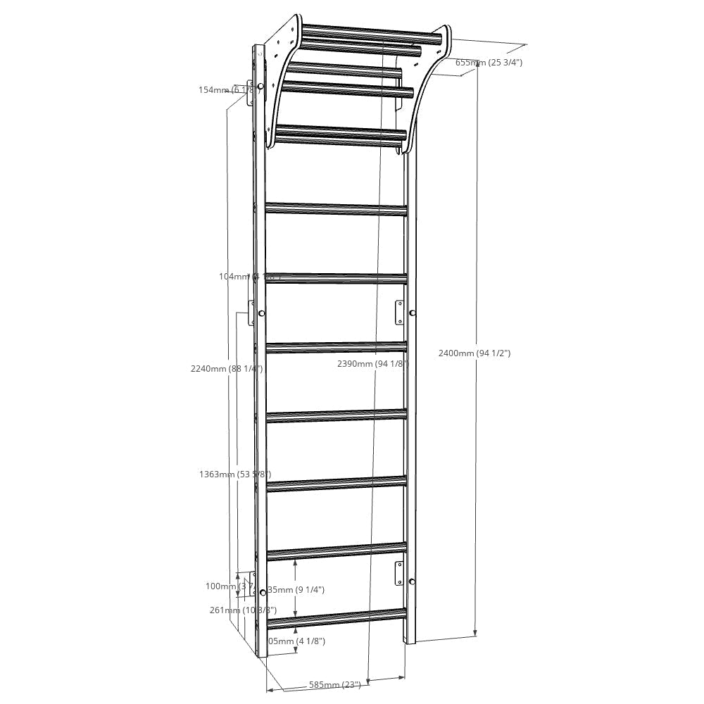 BenchK Wall Bar with Adjustable Pull-Up Bar 310W-PB076 spec
