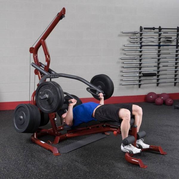 Body-Solid Corner Leverage Gym Package GLGS100P4 Bench Press Feet Locked In