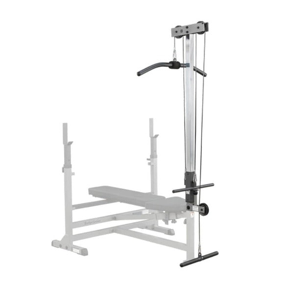 Body-Solid Lat Pull Low Row Attachment GLRA81 Late Row Attachment with bench faded in background. 