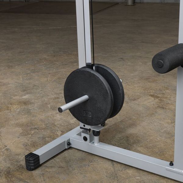 Body-Solid Powerline Lat Pull Low Row Machine PLM180X Weight Plate Placement