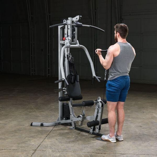 Body-Solid Powerline Single Stack Home Gym BSG10X bicep curl with the pulley 