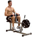 Sad guy working out on the Body-Solid Powerline Seated Calf Raise PSC43X