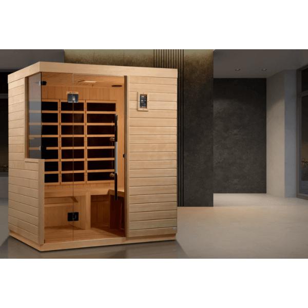 Dynamic 3 Person Bilbao Ultra Low Emf Far Infrared Sauna DYN-5830-01 interior size reference