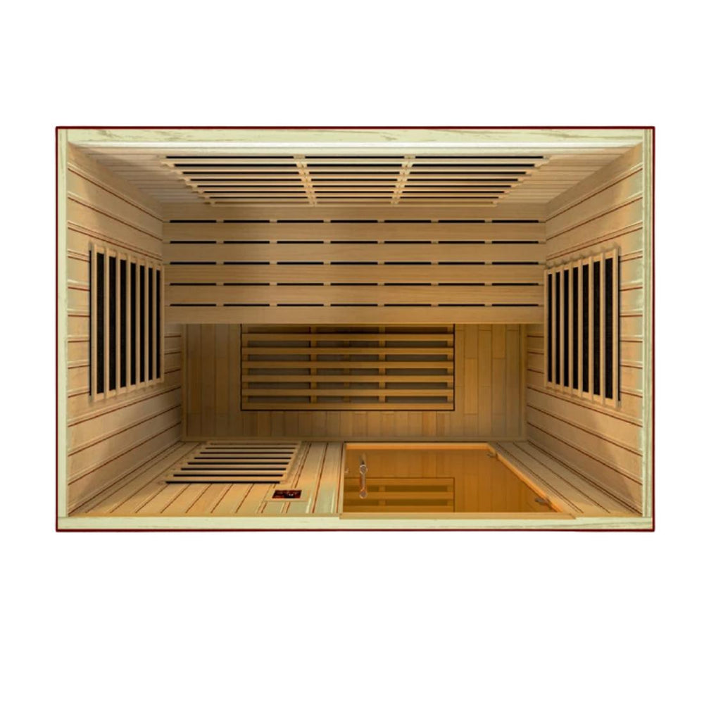 Golden Designs Dynamic "Grande Madrid Edition" 4- Person Low EMF Far Infrared Sauna, DYN-6410-01 Interior Spacing and Layout