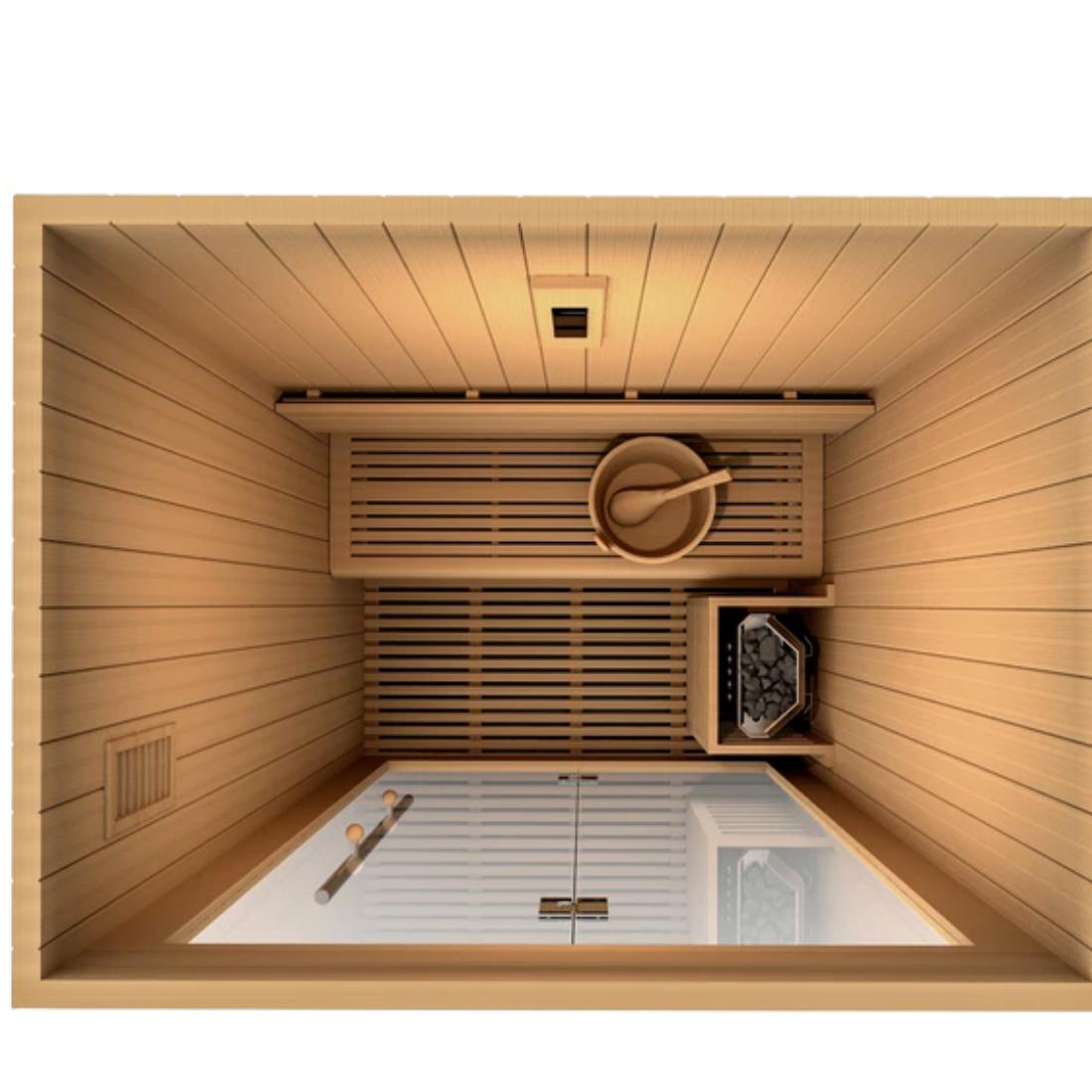 Golden Designs "Sundsvall Edition" 2-Person Traditional Steam Sauna - Canadian Red Cedar, GDI-7289-01 top down view