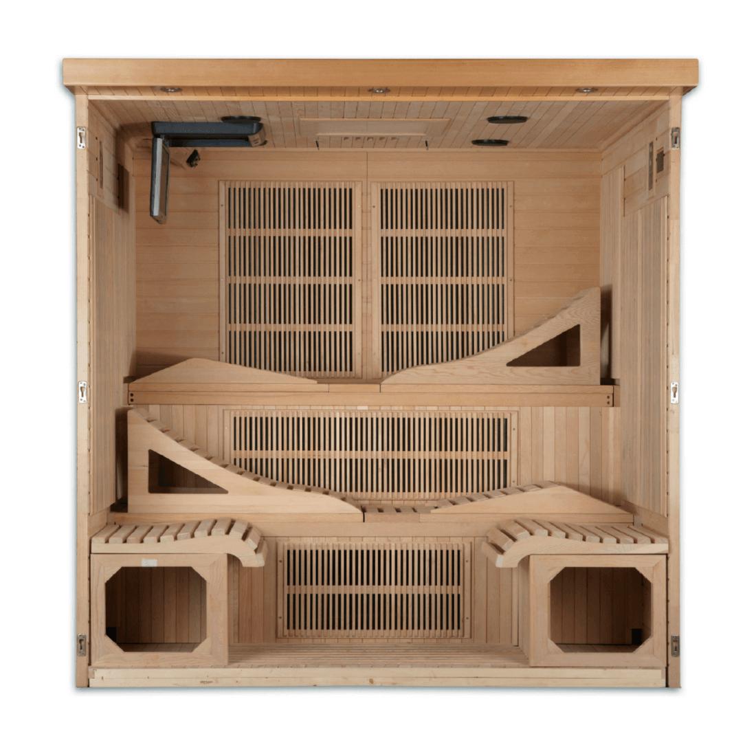 Golden-Designs- "Monaco" 6-Person Near Zero EMF Far Infrared Sauna GDI-6996-01 - full interior seatings