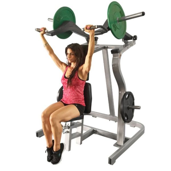 Muscle D Iso-Lateral Shoulder Press MDP-1007 female exercising