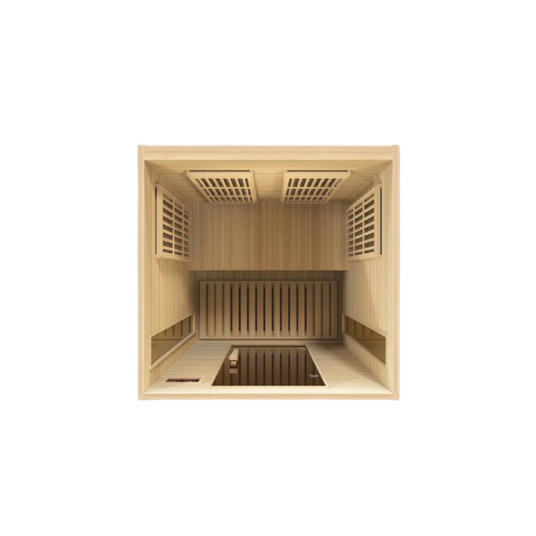 Maxxus 2 Per Near Zero EMF FAR Infrared Canadian Hemlock Sauna, MX-K206-01-ZF top down view.