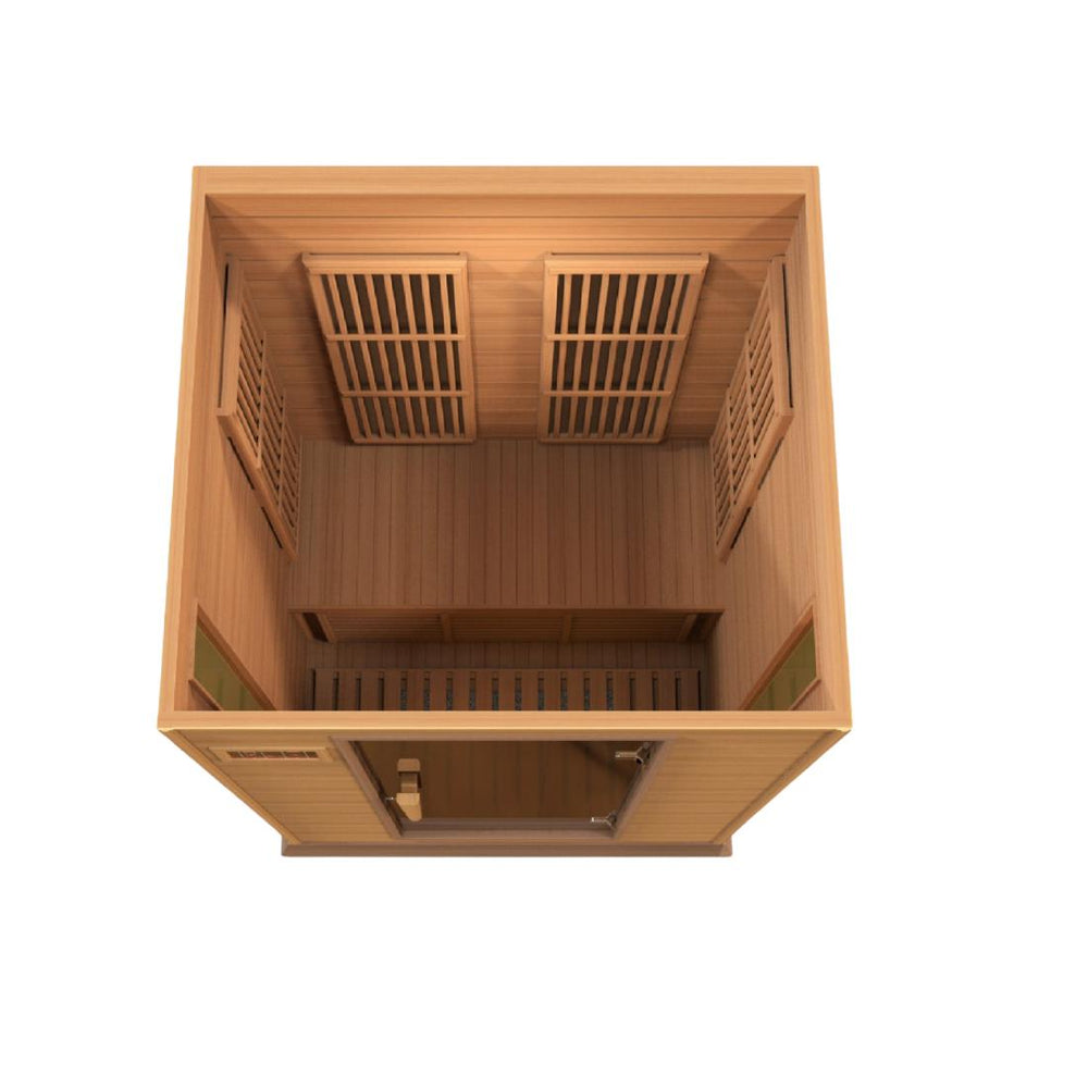 Maxxus 2 Person Full Spectrum Near Zero EMF FAR Infrared Canadian Red Cedar Sauna, MX-M206-01-FS CED top view.