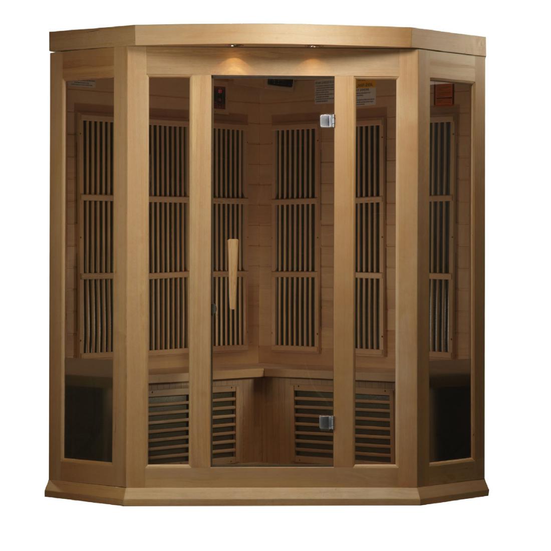 Maxxus 3 Per Corner Low EMF FAR Infrared Canadian Hemlock Sauna, MX-K356-01 Door Frame View