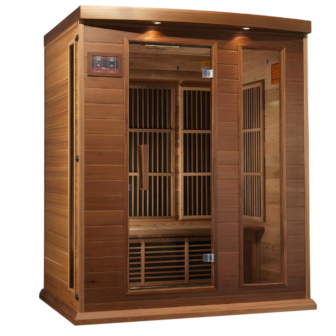 Maxxus 3 Per Low EMF FAR Infrared Carbon Canadian Red Cedar Sauna, MX-K306-01-Ced