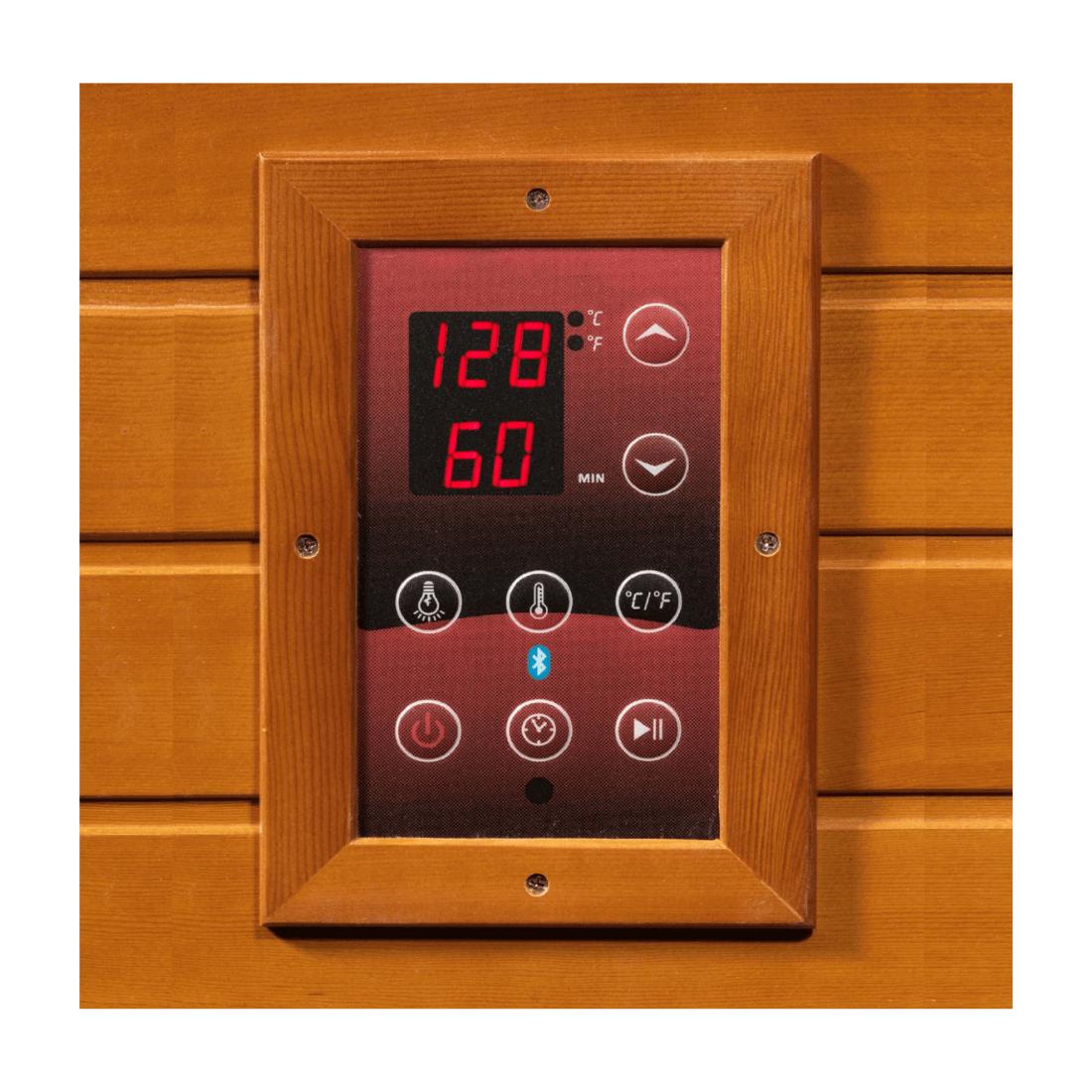 Maxxus 3 Per Near Zero EMF FAR Infrared Canadian Hemlock Sauna, MX-K306-01-ZF control panel