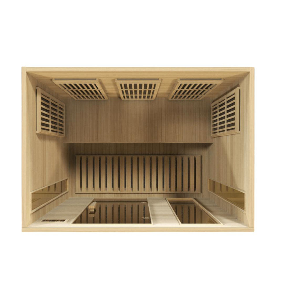 Maxxus 3 Per Near Zero EMF FAR Infrared Canadian Hemlock Sauna, MX-K306-01-ZF interior layout