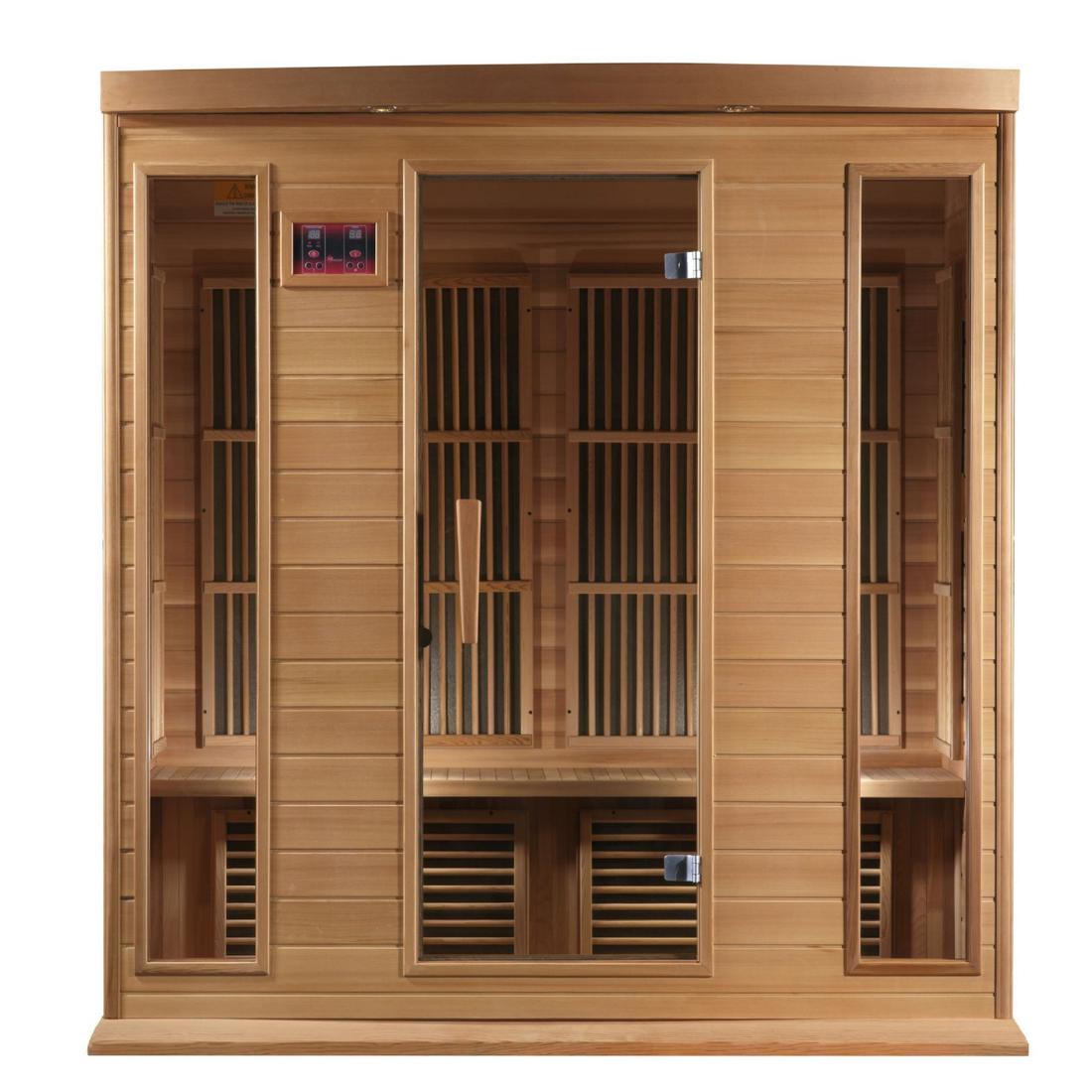 Maxxus-4-Person-Near-Zero-EMF-FAR-Infrared-Sauna-Canadian-Hemlock-MX-K406-01-ZF-CED front view