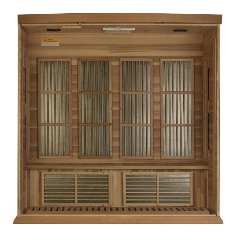 Maxxus-4-Person-Near-Zero-EMF-FAR-Infrared-Sauna-Canadian-Hemlock-MX-K406-01-ZF-CED full interior