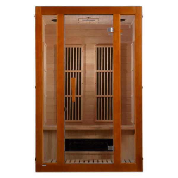Maxxus Aspen Dual Tech 2 person Low EMF FAR Infrared Sauna Canadian Hemlock MX-J206-02S Front Facing
