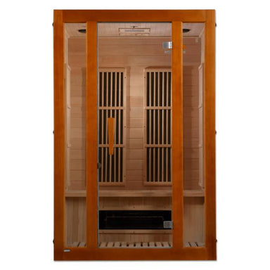 Maxxus Aspen Dual Tech 2 person Low EMF FAR Infrared Sauna Canadian Hemlock MX-J206-02S Front Facing