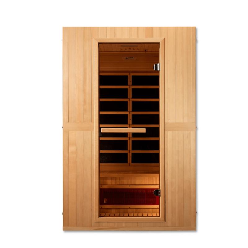 Maxxus "Serenity" Dual Tech 2 person Low EMF FAR Infrared Sauna Canadian Hemlock, MX-LS2-01 front door