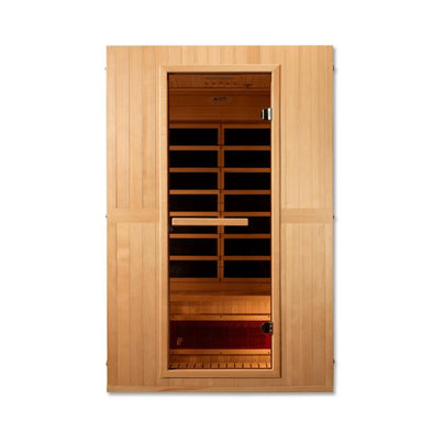 Maxxus "Serenity" Dual Tech 2 person Low EMF FAR Infrared Sauna Canadian Hemlock, MX-LS2-01 front door