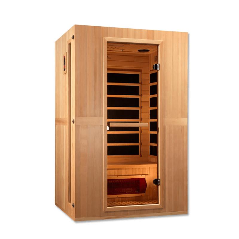 Maxxus "Serenity" Dual Tech 2 person Low EMF FAR Infrared Sauna Canadian Hemlock, MX-LS2-01 front view