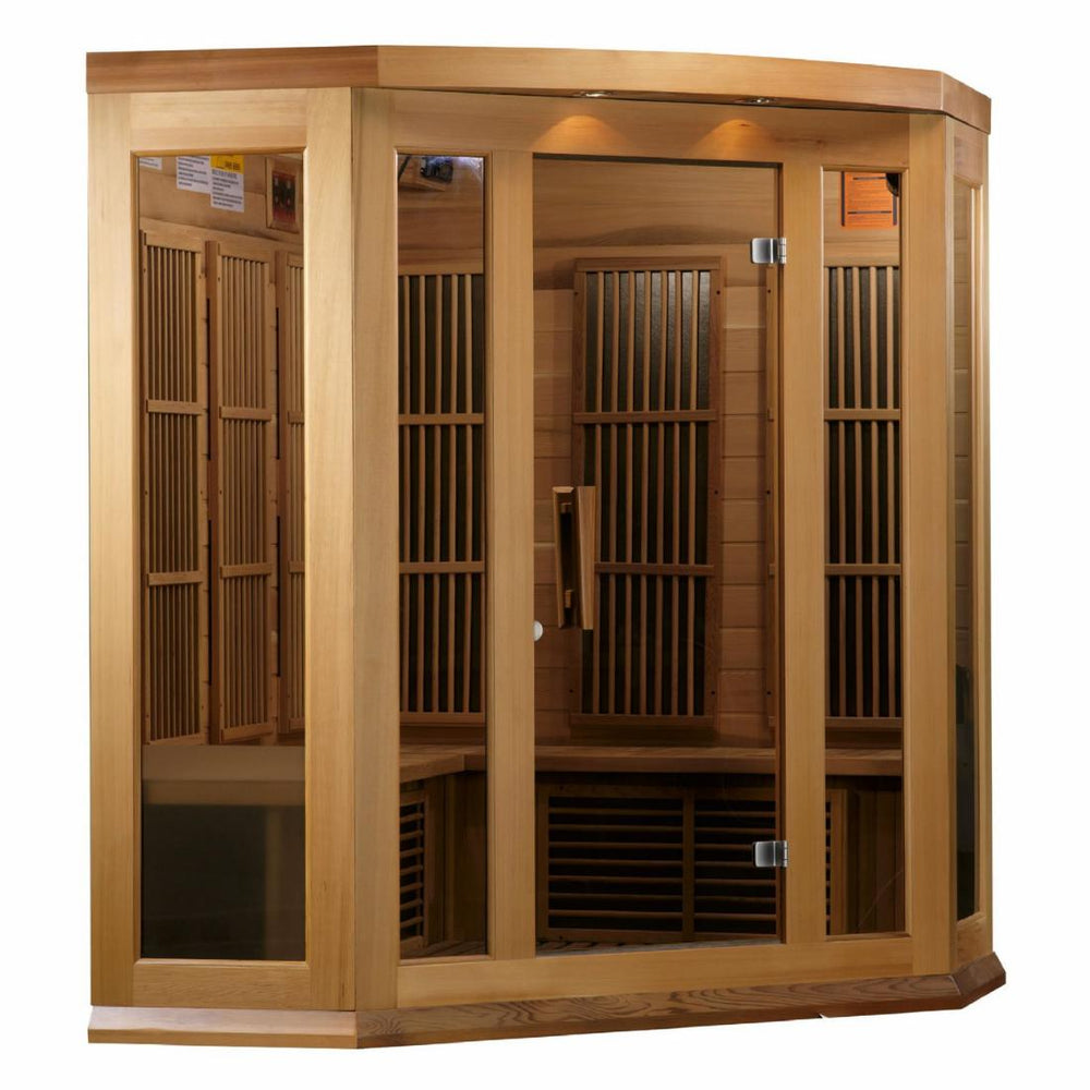 Maxxus "Avignon Edition" 3 Person Corner Near Zero EMF FAR Infrared Sauna - Canadian Red Cedar, MX-K356-01-ZF CED