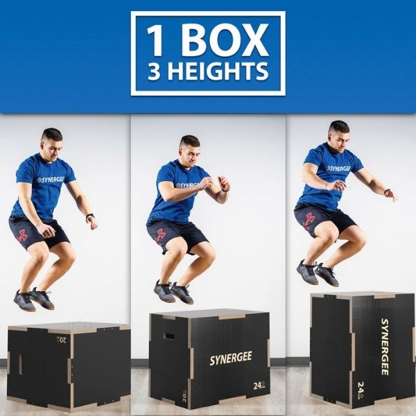 Synergee Non-Slip 3-in-1 Wood Plyo Boxes 30-24-20 Trainer Model