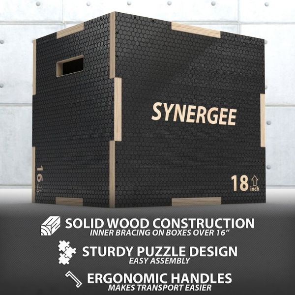 Synergee Non-Slip 3-in-1 Wood Plyo Boxes 20-18-16 Features