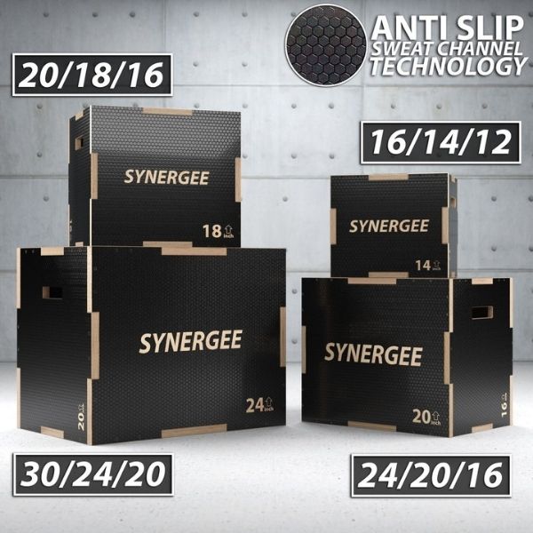 Synergee Non-Slip 3-in-1 Wood Plyo Boxes 16-14-12 Sizes