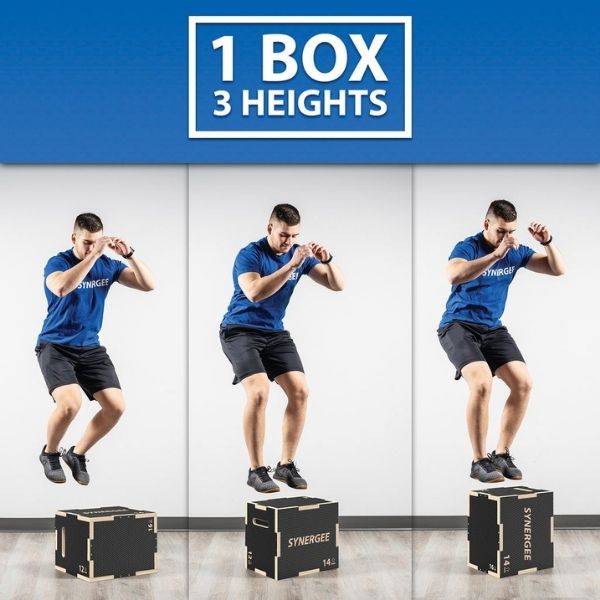 Synergee Non-Slip 3-in-1 Wood Plyo Boxes 16-14-12 trainer Model