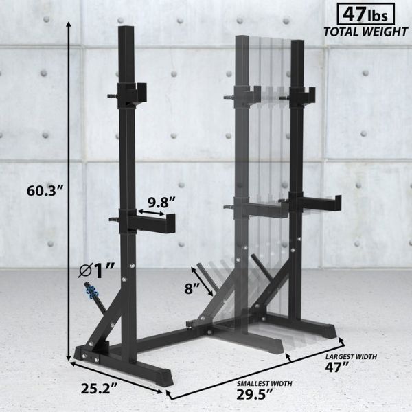 Synergee Adjustable Squat Rack Dimensions