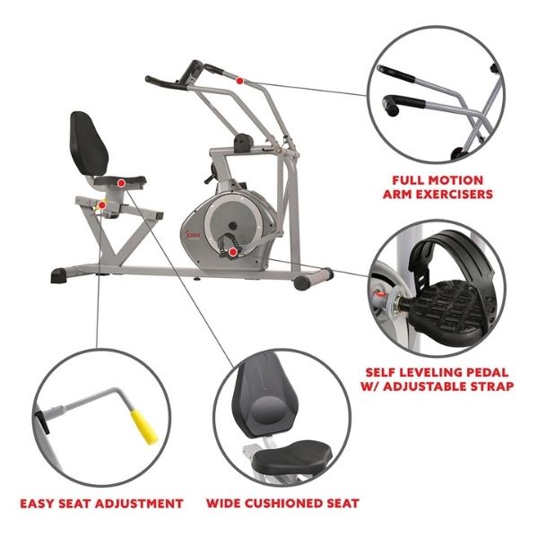 Arm Exerciser Magnetic Recumbent Bike W/ High 350 Lb Weight Capacity Specs
