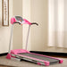 Pink Treadmill with Manual Incline and LCD Display Home Gym