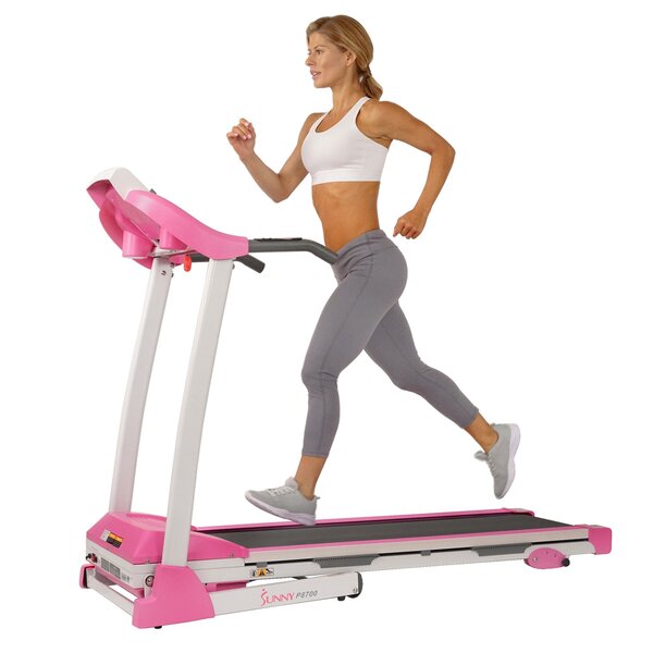 Pink Treadmill with Manual Incline and LCD Display Running