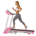 Pink Treadmill with Manual Incline and LCD Display Side View Running
