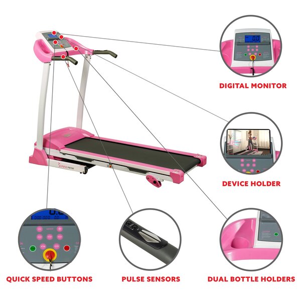 Pink Treadmill with Manual Incline and LCD Display User Features