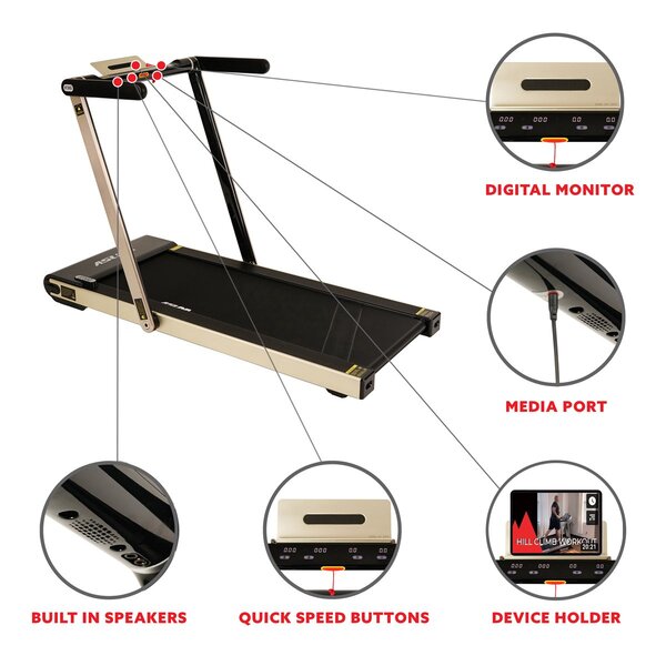 Asuna Slim Folding Space Saving Commercial Treadmill Features