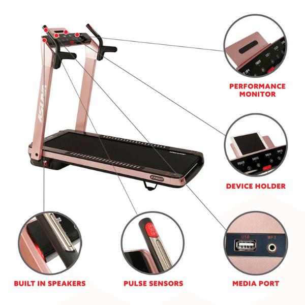 SpaceFlex Pink Running Treadmill with Auto Incline and Foldable Wide Deck Features