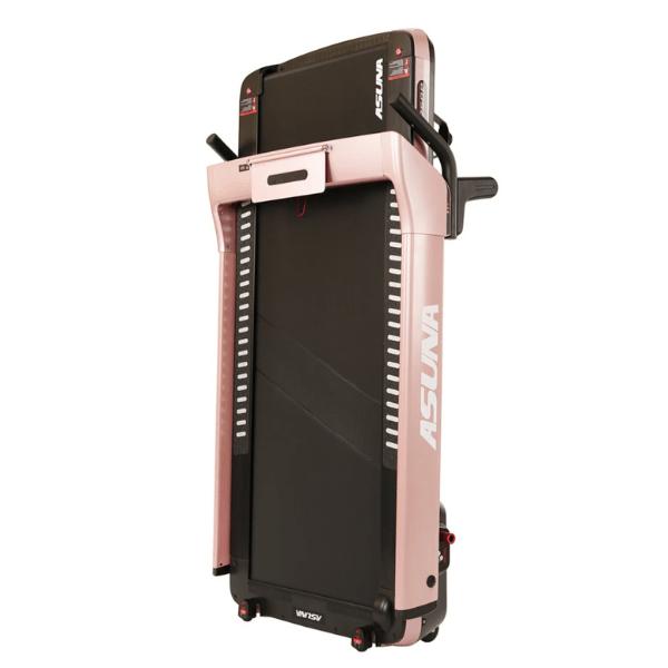 SpaceFlex Pink Running Treadmill with Auto Incline and Foldable Wide Deck Folded