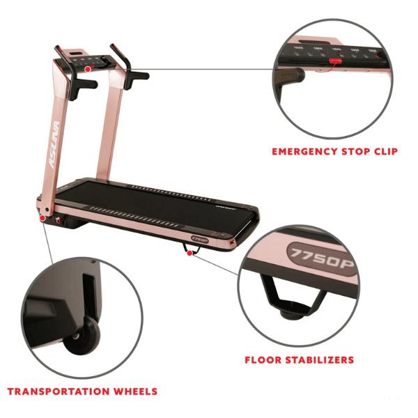 SpaceFlex Pink Running Treadmill with Auto Incline and Foldable Wide Deck Functional Maintenance