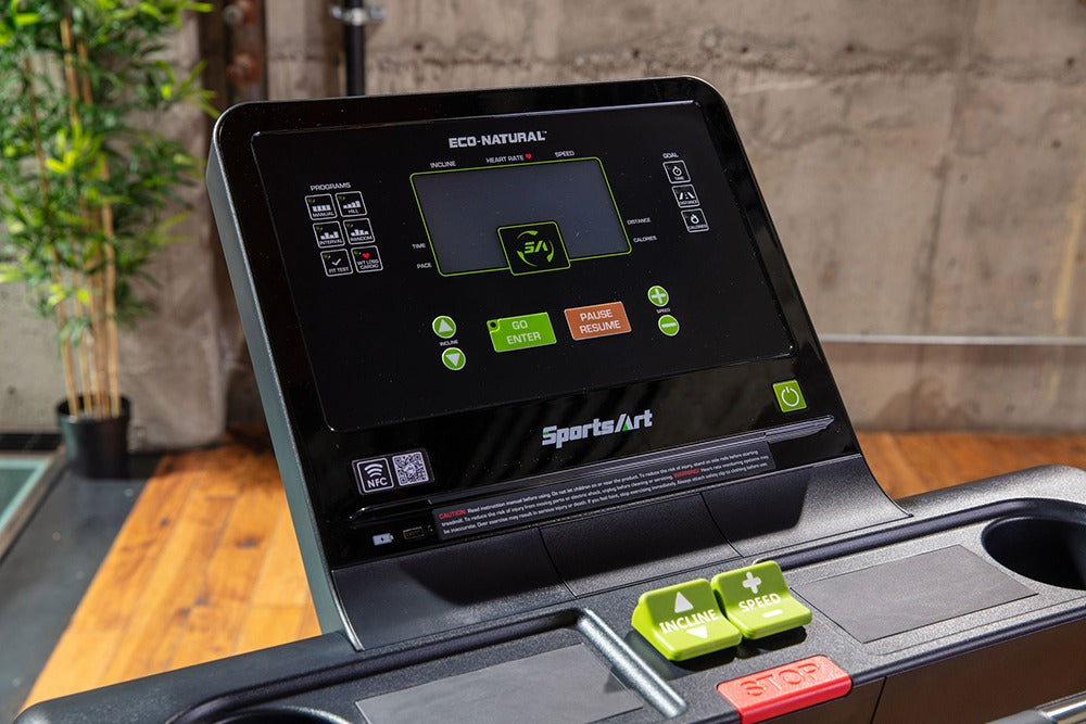 SportsArt Elite Eco-Natural Treadmill T674 close up of console 