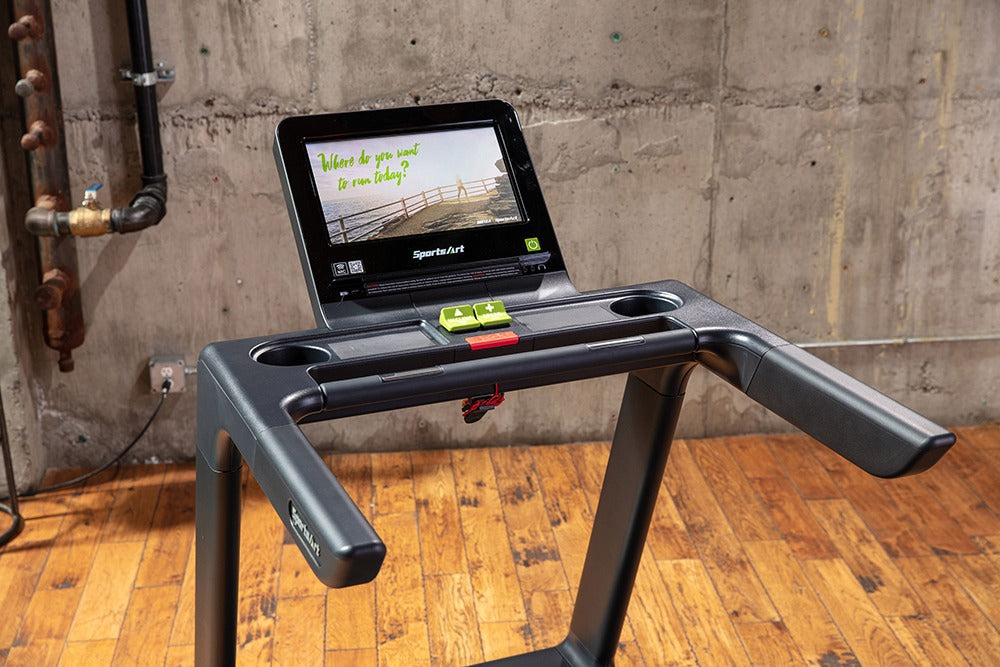 SportsArt Elite Senza Treadmill-16-inch - T674-16 console view angled