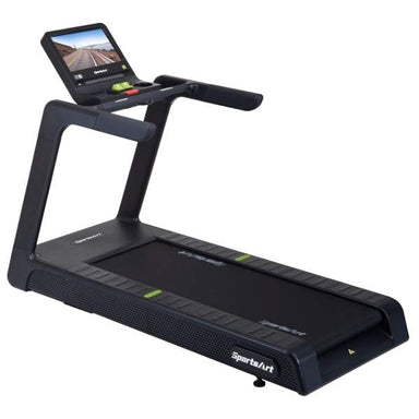 SportsArt Prime Senza Treadmill-16 inch T673-16 side angle view with console toward the left hand side