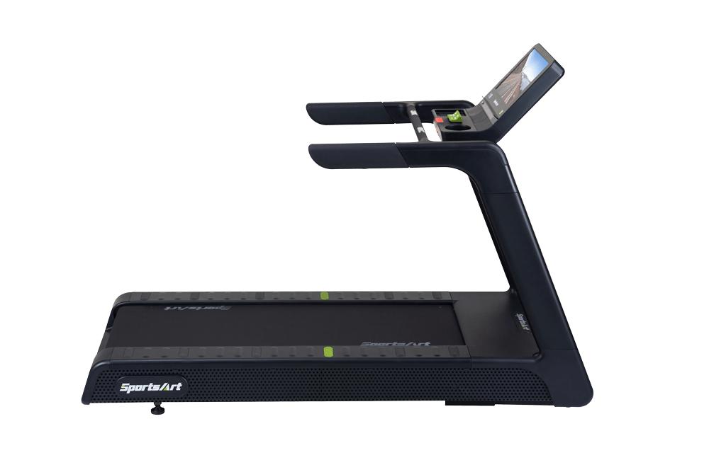 SportsArt Prime Senza Treadmill-16 inch T673-16 side view with console toward the right hand side
