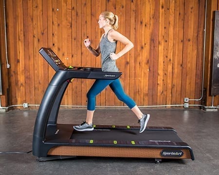 SportsArt Status Eco-Natural Treadmill T676-19 Side View with Runner