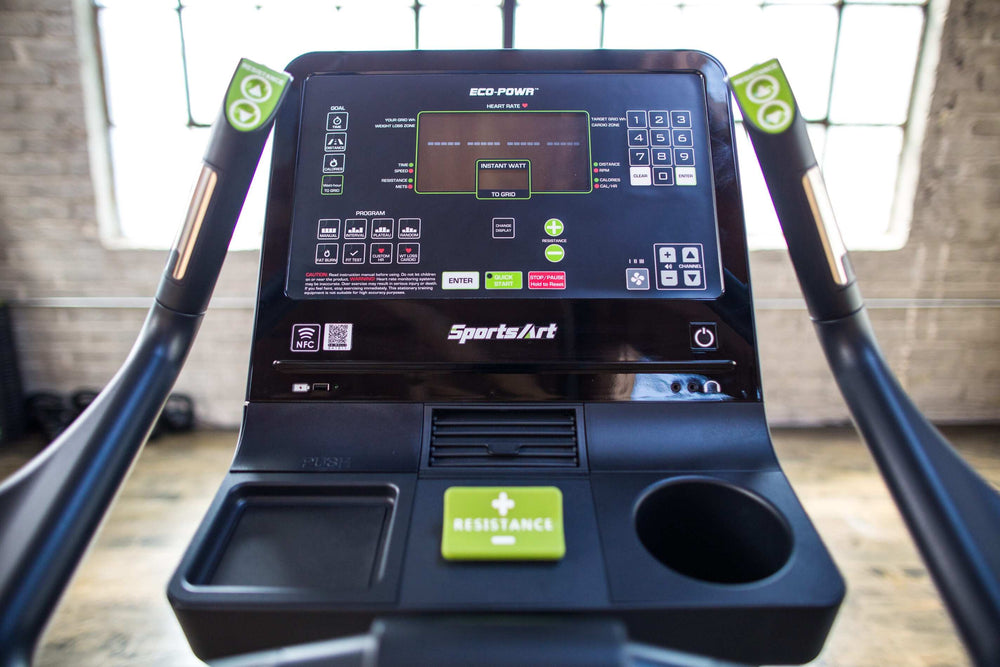 SportsArt Status Eco-Powr Upright Cycle G576U close up of console 